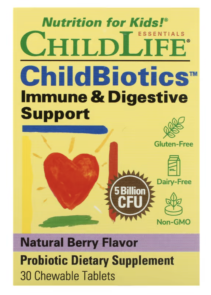 ChildLife Essentials Пробиотик для Детей, ChildBiotics 5 Billion CFU, 30 жев/таб