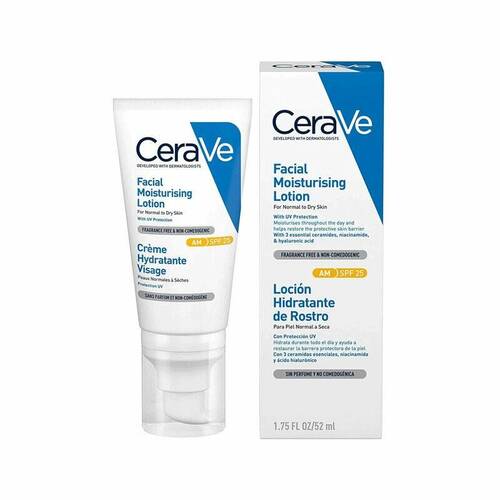 CeraVe Лосьон увлажняющий для лица, для нормальной и сухой кожи SPF25, 52мл