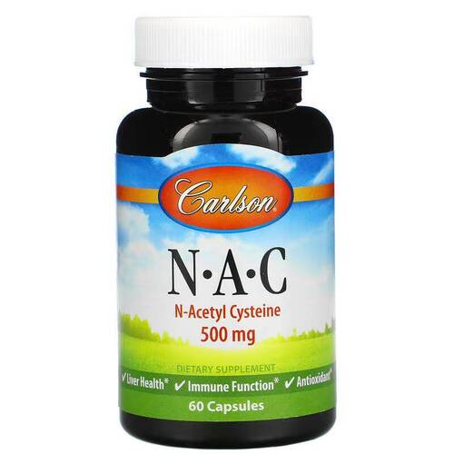 Carlson Labs N-ацетилцистеин, NAC 500 мг, 60 капсул