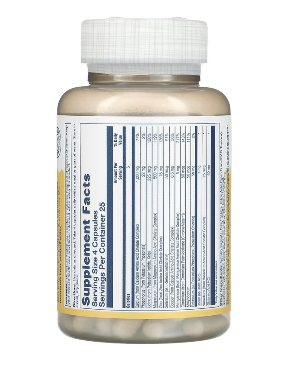 Solaray Мега Мультиминералы без Железа, Mega Multi Mineral Iron Free, 100 капсул