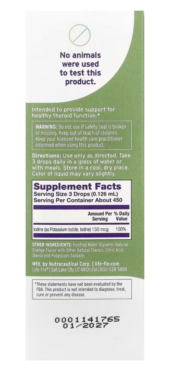 Life-flo Жидкий Йод Плюс, Liquid Iodine Plus со вкусом апельсина, 59 мл