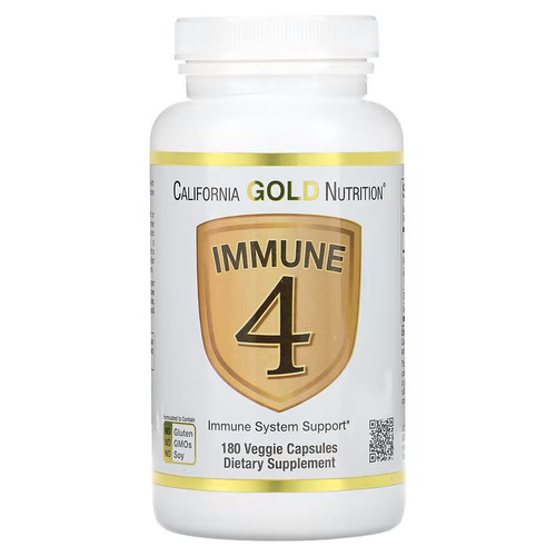 California Gold Nutrition Средство для укрепления иммунитета, Immune-4, 180 растительных капсул