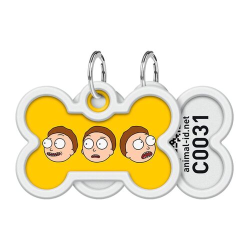 WAUDOG, Адресник Smart ID c QR-паспортом, Металл, Рисунок "Рик и Морти 2", Кость, 40*28 мм 