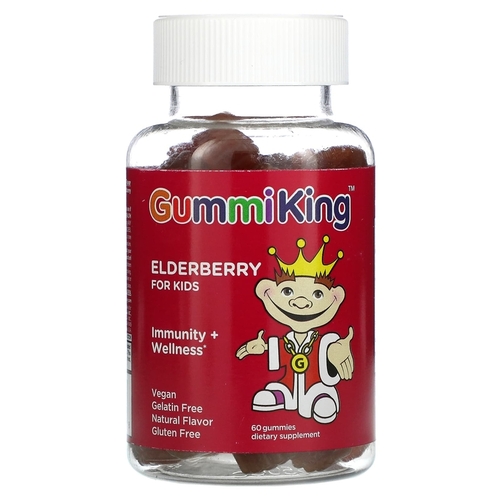 Gummi King, Бузина для детей, для иммунитета и хорошего самочувствия, малина, 60 жев. таб