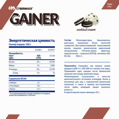 Cybermass Gainer, Гейнер 1500 гр