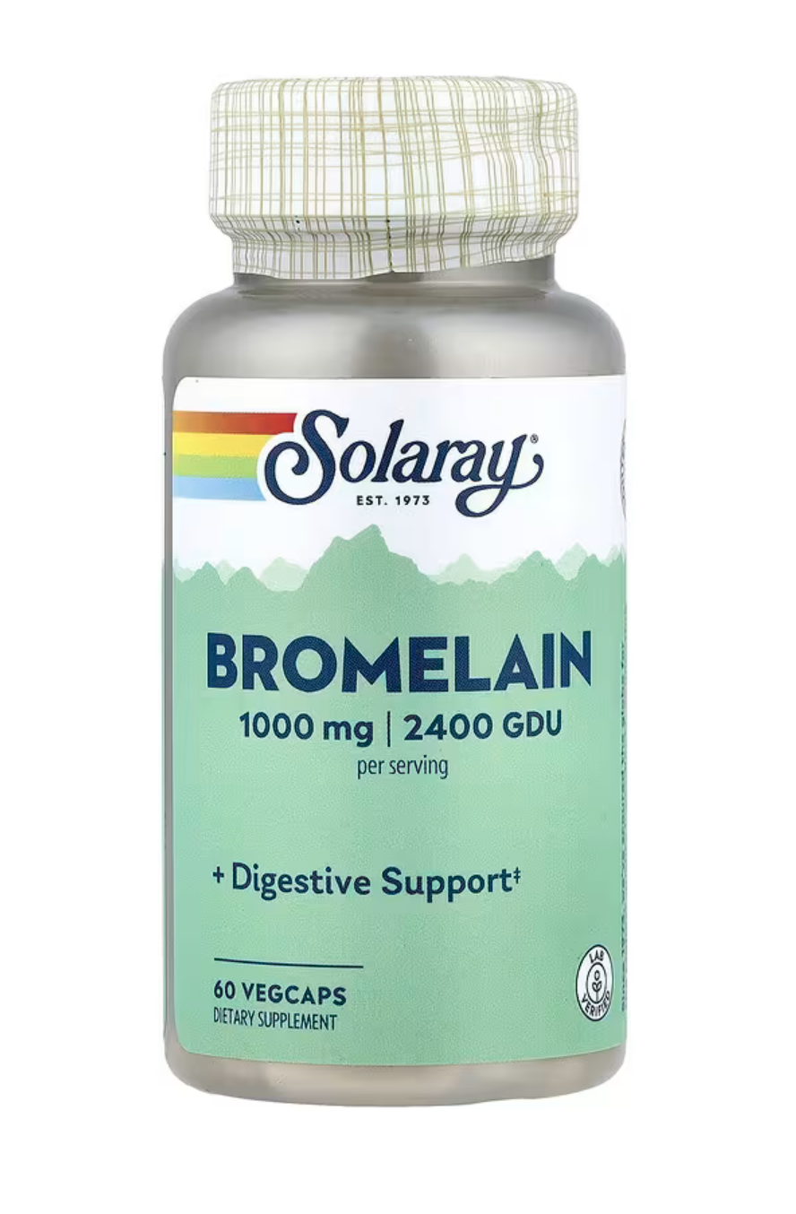 Solaray Бромелайн, Bromelain 1000 мг, 60 вег. капсул в Казахстане