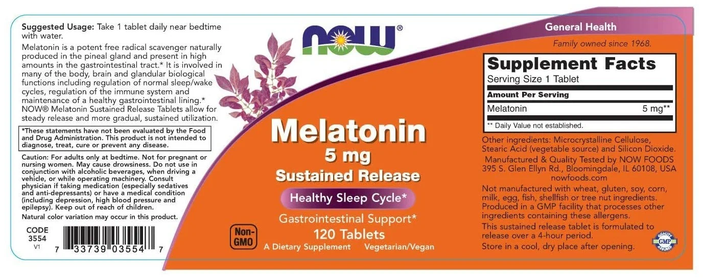 Now Foods Мелатонин 5 мг, 120 таблеток
