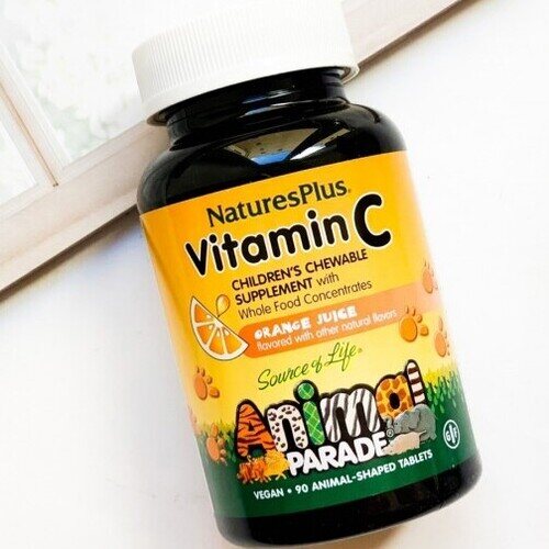 Nature's Plus, Source of Life, Animal Parade, витамин C для детей, вкус апельсина , 90 таблеток 