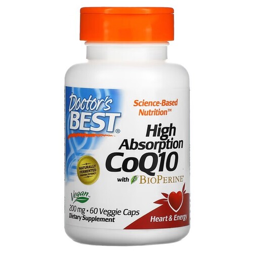Doctors Best Коэнзим Q10 + BioPerine 200 мг, 60 вегетарианских капсул