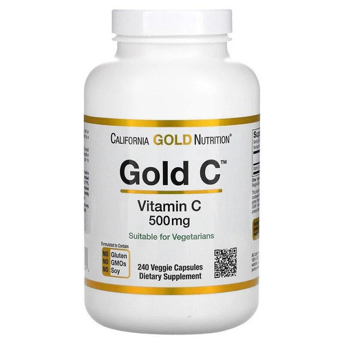 California Gold Nutrition Витамин C, Gold C 500 мг, 240 вегетарианских капсул