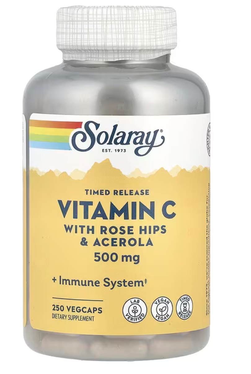 Solaray Витамин С с Таймерным Высвобождением, Timed Release Vitamin C 500 мг, 250 вег. капсул