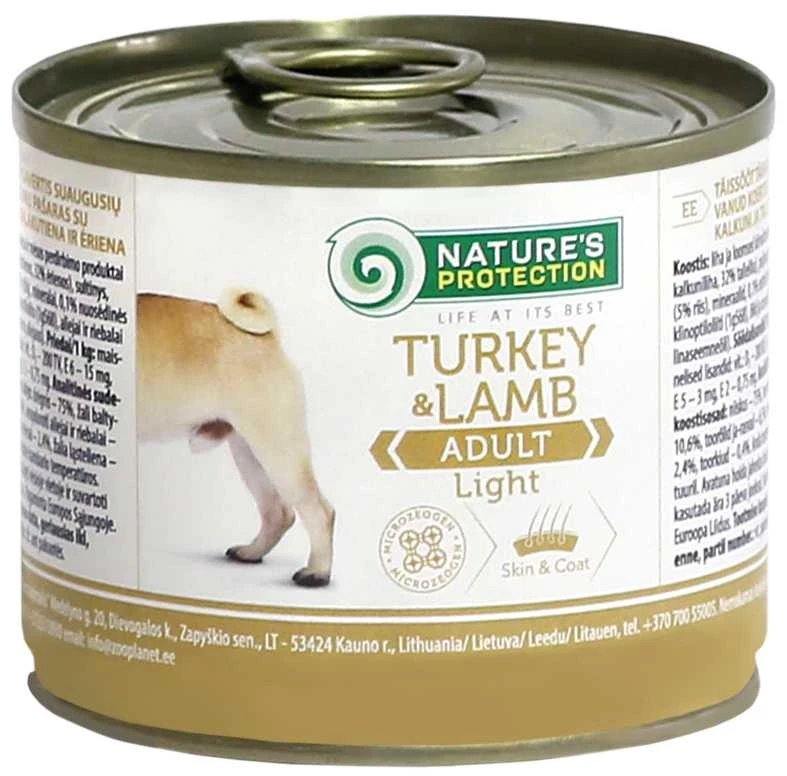 Nature's Protection, Adult Light, Turkey&Lamb, Консервы для Взрослых Собак (Индейка/Ягнёнок), 200 г