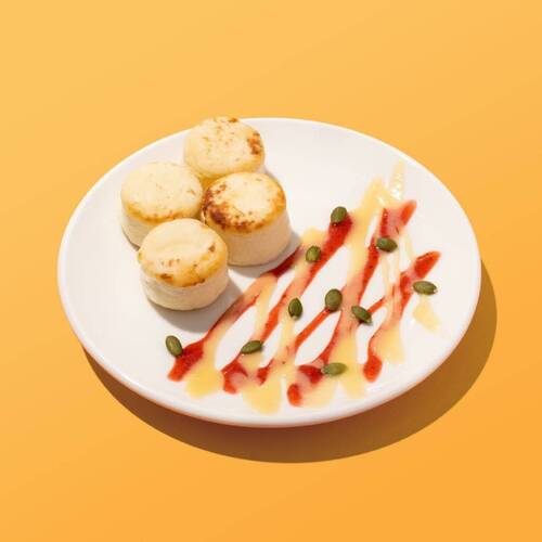 Tasty, Фито-сырники с малиновым джемом и соусом соленая карамель без сахара, 180 гр