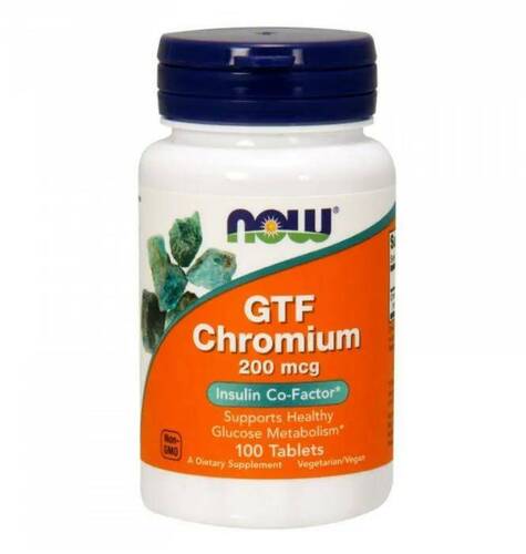 Now Foods Хром, GTF Chromium 200 мкг, 100 таблеток